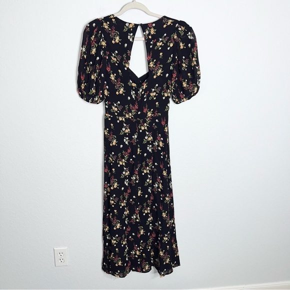 Reformation Vionette Dress Women’s 4 Midi Floral Slit Front Short Puff Sleeve Y - Picture 6 of 9